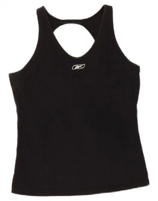 REEBOK Mujer Chaleco Corto Top Reino Unido 12 Mediano Negro Algodón DI04 Foto 1 de 4