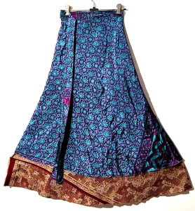 Incredible-art Vintage Silk Sari Magic Wrap Skirt Reversible Double Layer skirt, - Picture 1 of 6