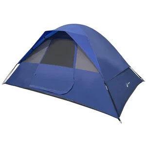 5 Person Camping Tent with Rain Fly and Carrying Bag for Backpacking, Blue - Picture 1 of 8