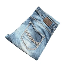 Pantalones de mezclilla para hombre BKE con hebilla Tyler rectos lavado claro talla 36 XXL - Imagen 1 de 4