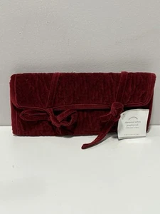 Pottery Barn Red Diamond Velvet Jewelry  Roll Storage Travel case New - Picture 1 of 4