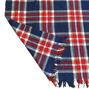 Vtg Faribo Plaid Wool Blanket Throw Faribault Woolen Mills USA Stadium Lap Robe - Picture 1 of 10