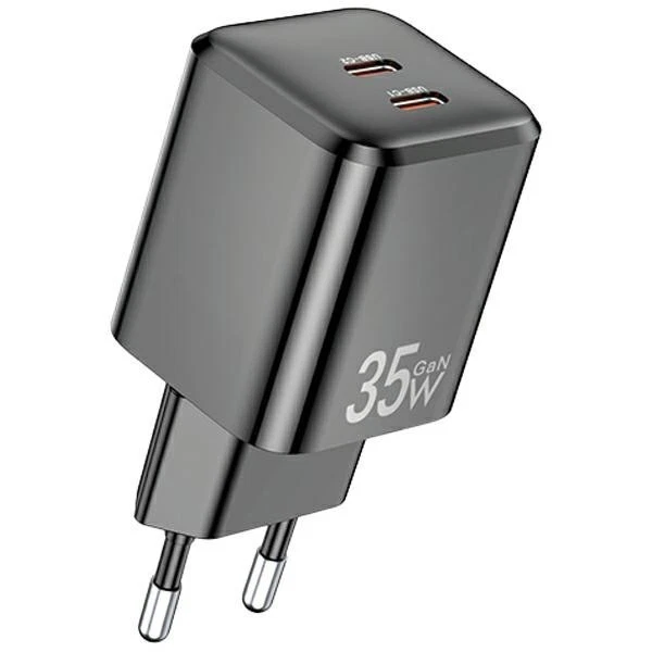 Cargador 6954284009508 GaN 35W 2xUSB-C negro PD65-EU AWEI Foto 1 de 1