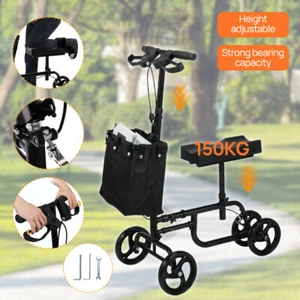 Foldable Knee Walker Scooter Mobility Alternative Crutches Wheelchair w/ Basket - Picture 1 of 14
