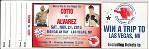 MIGUEL COTTO vs CANELO ALVAREZ FIGHT UNUSED RAFFLE TICKET NOVEMBER 21, 2015 - Bild 1 von 1