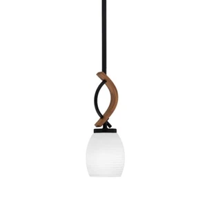 Toltec Monterey 1Lt Mini Pendant, Matte Black, 5" White Linen - 2901-MBWG-615 - Picture 1 of 1