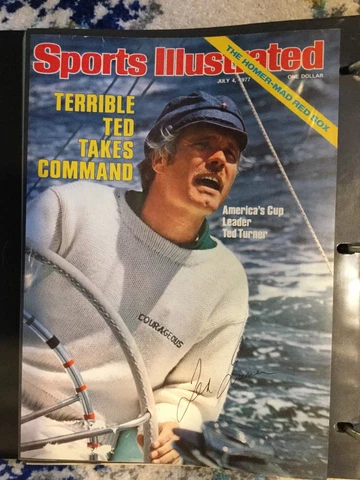TED TURNER TNT TBS CNN Autographed Signed Sports Illustrated Cover Only Cover