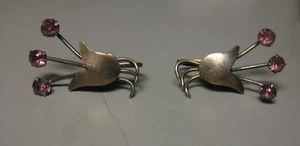 Vintage Paar Sterling Silber Schraub Ohrringe Amethyst Farbsteine - Bild 1 von 7