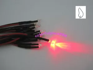 20 x 3mm Red Flicker 9V 12V DC Pre-Wired Water Clear LED Leds Candle Light 20CM - Picture 1 of 1