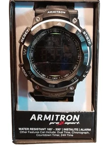 Armitron Pro Sport Black on Black Water Resistant 330ft Alarm New w Tags Boxed - Picture 1 of 5