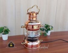 Vintage Copper electric Anchor ship lamp-Leeds Burton hanging lantern-Nautical