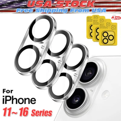3x For iPhone 15 14 13 12 11 Pro Max Tempered Glass Camera Lens Cover Protector - Image 1 of 4
