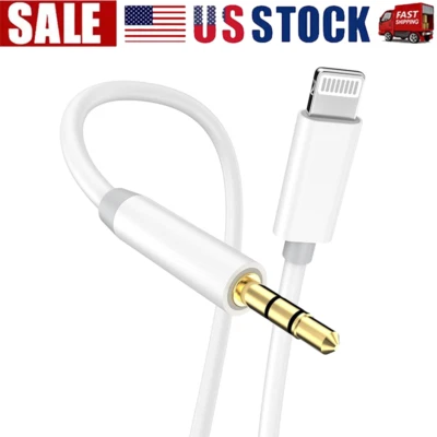  LOT iPhone 7 8 X XR 11 12 13 Pro Max 8 Pin to 3.5mm AUX Audio Car Adapter Cord - Image 1 of 4