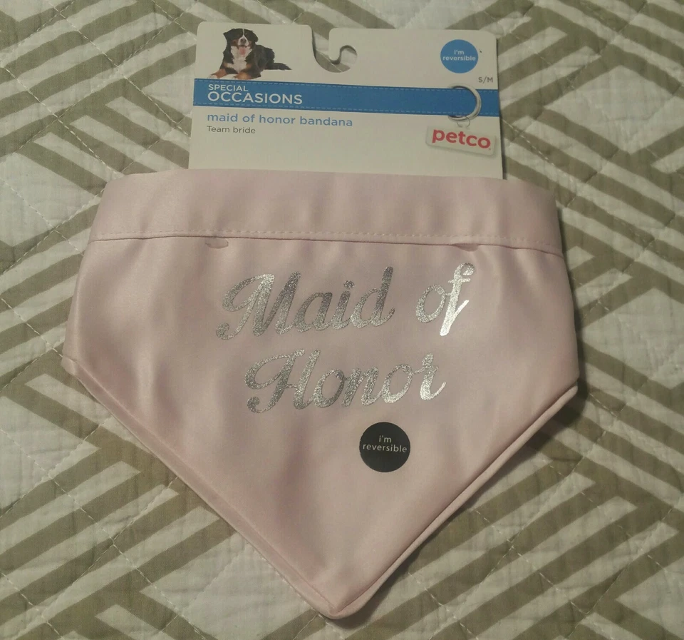 Nuevo con etiquetas Pañuelo Petco S/M Dama de Honor/Equipo Novia Perro Boda Rosa Reversible Foto 1 de 4