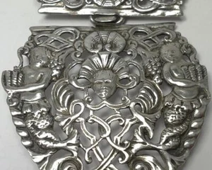 Viktorianische Sterlingsilber 2-teilige Gürtelschnalle - gestempelt 1889 (63g) - Bild 1 von 12