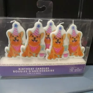 5 Piece Corgi Dog Birthday Candles Hat Cupcakes NIP - Picture 1 of 3
