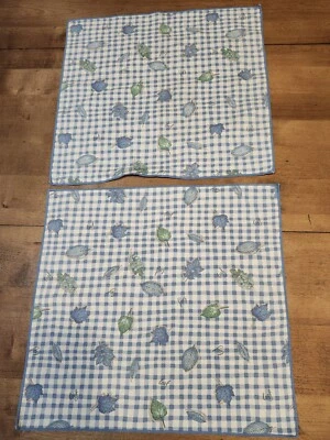 2 bloques de tela vintage de algodón azul a cuadros 💙 cuadrados excelentes para manualidades o acolchados Foto 1 de 4