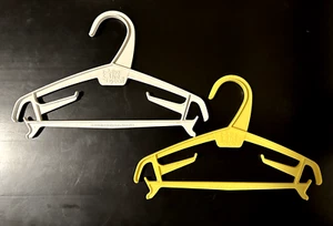 2 Vintage THE FIRST YEARS Baby Clothes Hangers - 1 white 1 yellow - Picture 1 of 4