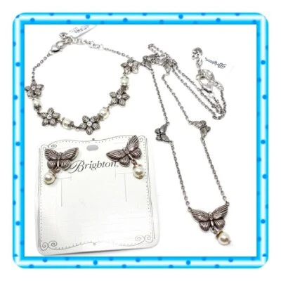 Conjunto de pulsera collar pendientes perlas mariposa Brighton Bloom nuevo con etiquetas bolsa de $218 Foto 1 de 4