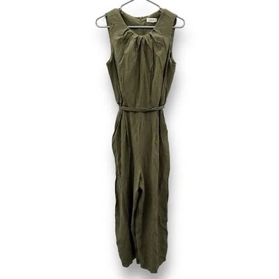 Mono corto Calvin Klein verde oliva sin mangas pierna ancha lazo cintura talla 10 Foto 1 de 4