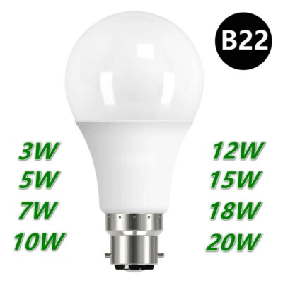 B22 LED Light Bulbs Globe Energy Saver Warm Cool White 3W 5W 10W 15W 20W 25W - Image 1 of 4