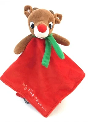 Rudolph The Red Nosed Reindeer Security Blanket My First Christmas Rattle Plush - Image 1 of 4
