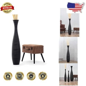 Elegant Freestanding Black Wooden Vase - 43'' for Pampas Grass & Flowers - Picture 1 of 10