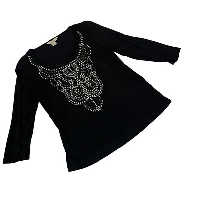 Blusa para mujer Laura Ashley negra manga 3/4 adornada pequeña pequeña Foto 1 de 4