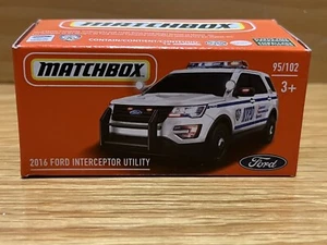2022 Matchbox Power Grabs #95 2016 Ford Interceptor Utility WHITE | NYPD | FSB - Picture 1 of 7