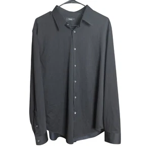 Theory Sylvain Hemd Struktur Strick Knopfleiste schwarz XL Karriere minimalistisch - Bild 1 von 4