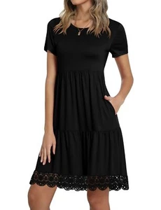 Women's Plus Size 2025 Summer Casual Tshirt Dresses Short Sleeve Ruffle Swing... - Picture 1 of 6