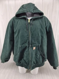Carhartt J130 SPC Green Hooded Duck Canvas 3XL Zip Quilt Lined Jacket Coat - Picture 1 of 13