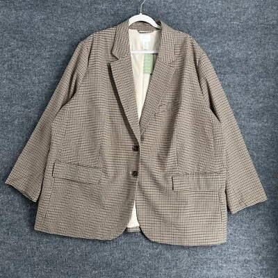 Blazer H&M Mujer Pata de Gallo Talla Grande 3XL Negro Oliva Forrado Clásico Oficina Nuevo Foto 1 de 4