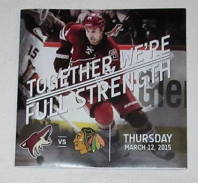 Cartel de KYLE CHIPCHURA Phoenix Coyotes lista del programa NHL 2015 Chicago Blackhawks Foto 1 de 4