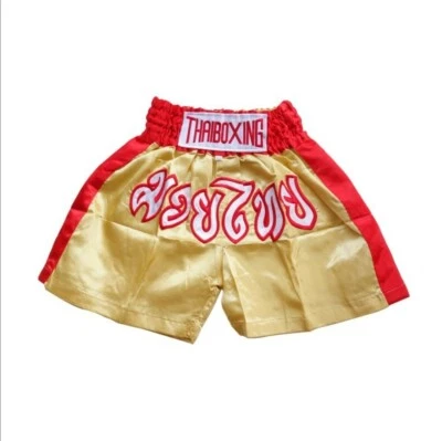Pantalones Cortos Muay Thai Lucha Boxeo Tailandia Agarre Artes Marciales Equipo Tela Satinada Foto 1 de 4