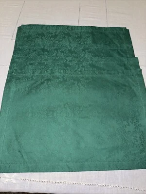 Set of 6 Pier 1 Imports Green Cotton Blend Placemats 13x19" Damask - Image 1 of 4