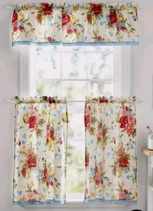 NEW the Pioneer Woman “Sweet Rose” Kitchens Curtain 3 pieces Set - Picture 1 of 5
