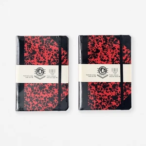 SET OF TWO EMILIO BRAGA COLOR CLOUD RED BLACK LINED NOTEBOOK A6 - Picture 1 of 1