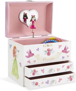 Jewelkeeper Prinzessin Spieluhr Schmuckkästchen 2 Schubladen Schmuckschatulle - Bild 1 von 12