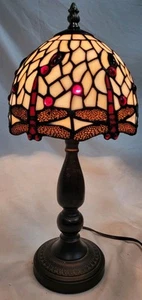 Tiffany Style Red Dragonfly Stained Glass Table Lamp - Picture 1 of 8