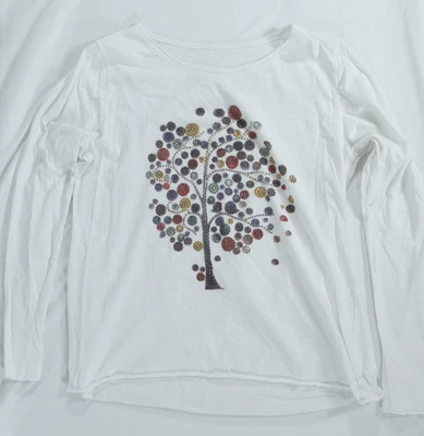 Camisa de mujer manga larga mediana con gráfico de árbol con tachuelas boho informal Top Foto 1 de 4