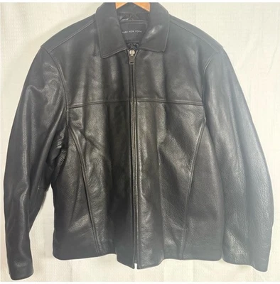 Marc New York Andrew Marc Mens XL Black Leather Jacket Quilt Lined - Image 1 of 4