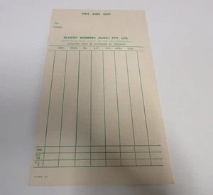 Elastic Webbing - Time Clock Punch Card - Employee - Clock On and Off - Vintage - Bild 1 von 4