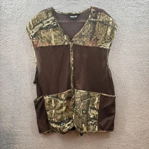 Mossy Oak Pursuits Vest Mens 2XL Brown Camo Mesh Hunting Game Pouch Zip Front - Picture 1 of 9