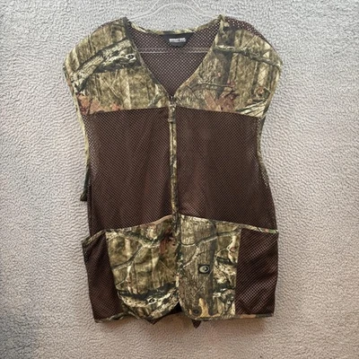 Mossy Oak Pursuits Vest Mens 2XL Brown Camo Mesh Hunting Game Pouch Zip Front - Image 1 of 4