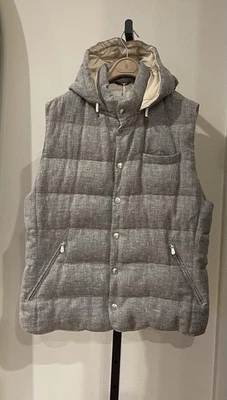 BRUNELLO CUCINELLI Men's Wool Blend Removable Hooded Down Puffer Vest Jacket XL - Image 1 of 4