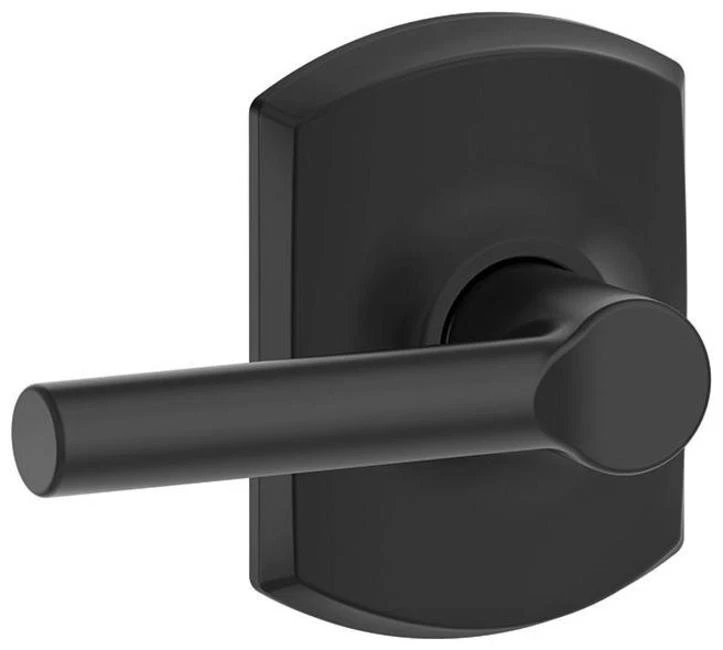 Schlage F10 BRW 622 GRW Matte Black Passage Lever Lockset Broadway