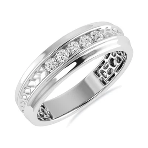 Alianza de boda de aniversario de 0,25 quilates para hombre anillo de diamantes cultivados en laboratorio oro blanco de 10 quilates - Imagen 1 de 6