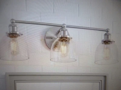 Home Decorators Evelyn 26.75 in. 3-Light Brushed Nickel Industrial Vanity - Image 1 of 4