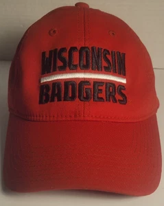 adidas Wisconsin Badgers Baseball CapAdjust StrapBack Hat Red Men OSFA - Picture 1 of 8